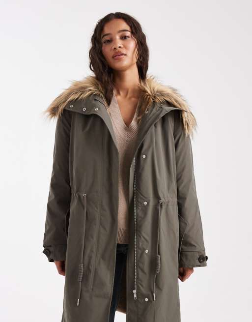 ASOS DESIGN - Parka oversize avec bord en fausse fourrure - Kaki, 2 de 4