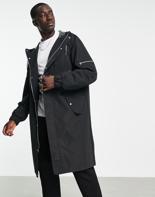 ASOS DESIGN - Parka taglio lungo nero
