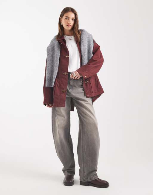 ASOS DESIGN - Parka van katoen met vier zakken in bordeauxrood, 2 van 4