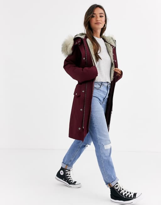 Asos parka with hot sale detachable faux fur liner