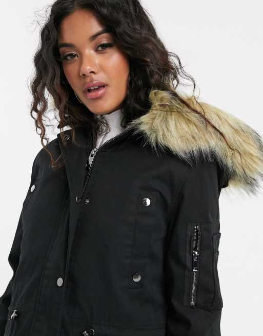 Asos parka with best sale detachable faux fur liner