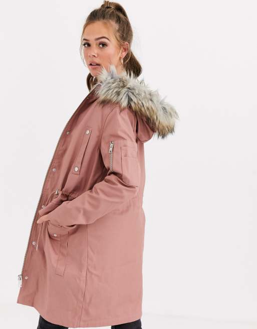 Asos parka with sale detachable faux fur liner