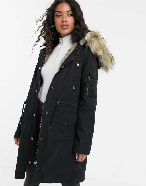 ASOS DESIGN – Parkas med avtagbart fuskpälsfoder