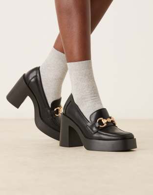 ASOS DESIGN - Parker - Mocassins à talon haut - Noir