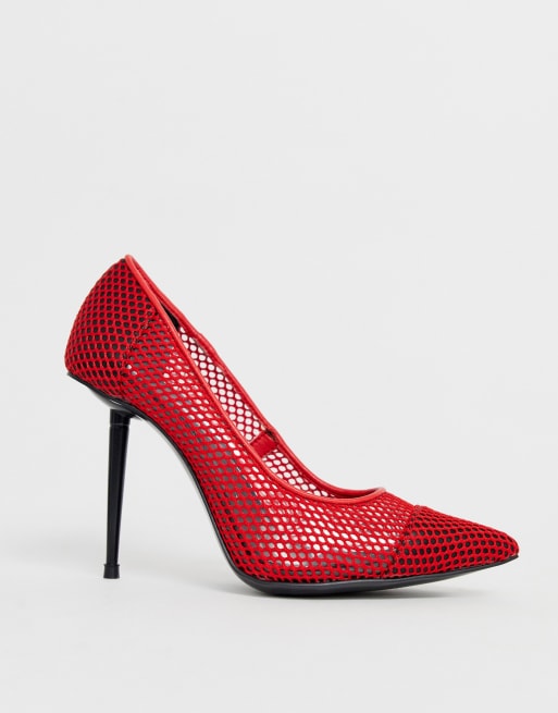 Red hot sale mesh heels