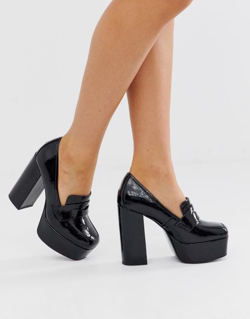 High heel cheap loafer pumps