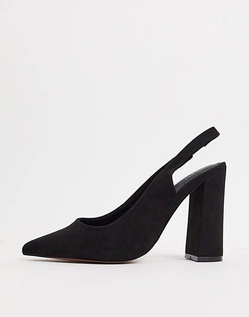 ASOS DESIGN Parson slingback high block heels in black