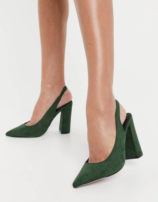 Green suede sales block heels