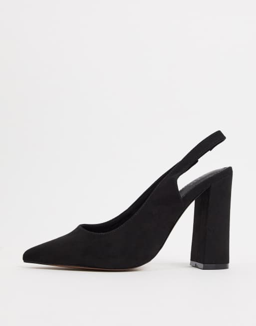 ASOS DESIGN - Parson - Sorte slingbacks med høje hæle