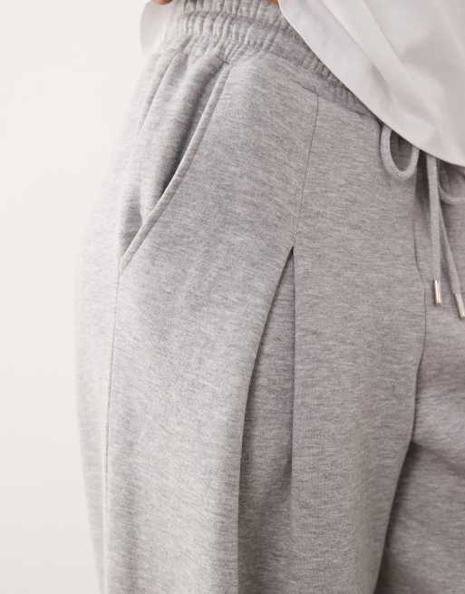 ASOS DESIGN - Parte de un conjunto - Joggers gris jaspeado de pernera barrel con interior cepillado, 4 de 5