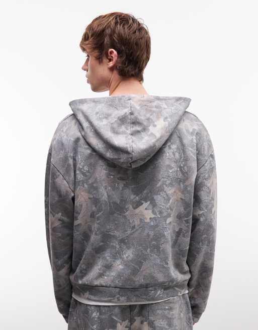 ASOS DESIGN - Parte de un conjunto - Sudadera de corte cuadrado extragrande con capucha, estampado de camuflaje y cremallera, 5 de 5