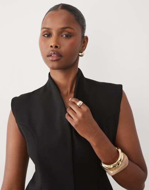 ASOS DESIGN - Parte de un conjunto - Top de sastre negro de crepé reforzado efecto neopreno - view 1