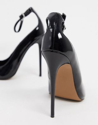 black stiletto court heels