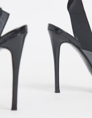 black and clear stilettos