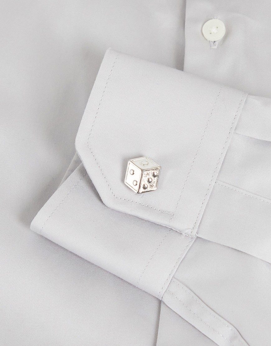 ASOS DESIGN party cufflinks with dice design in silver tone
