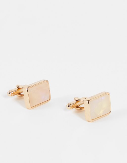 ASOS DESIGN party cufflinks with faux pearl in gold tone