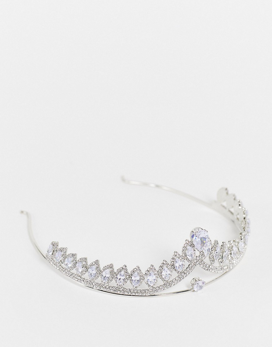 ASOS DESIGN party head crown with crystals in silver tone