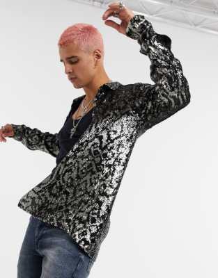 sequin animal print top