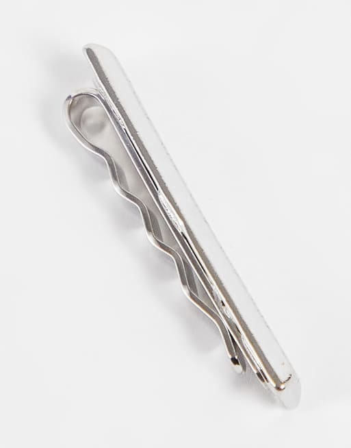 ASOS DESIGN – Party – Silverfärgad slipsnål med präglat chevronmönster, 3 av 4