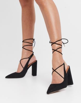 black tie block heels