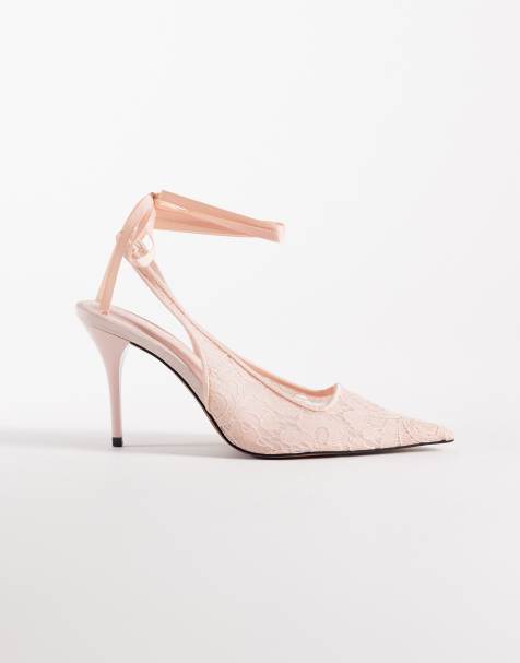 ASOS DESIGN - Pascha - Pumps met afgesneden neus en strikbanden in roze kant - view 1