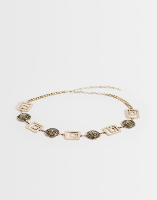 ASOS DESIGN pasek łańcuszkowy z monetami w stylu vintage