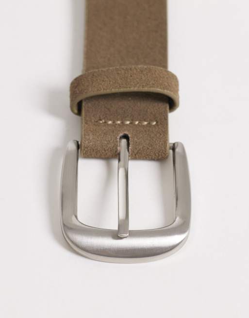 ASOS DESIGN – Pasek z naturalnego zamszu w kolorze khaki, 3 z 3