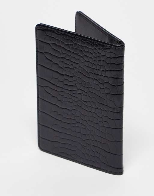ASOS DESIGN – Pass-Etui in Kroko-Schwarz mit personalisierter R-Initiale, 2 von 4