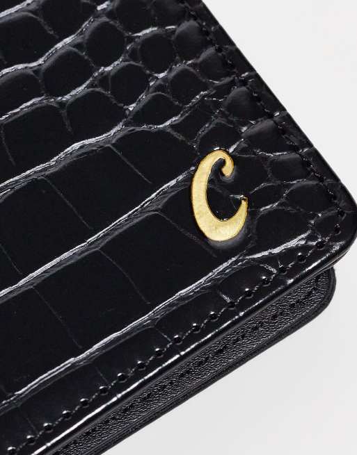 ASOS DESIGN – Passetui in Kroko-Schwarz mit personalisierter C-Initiale, 4 von 4