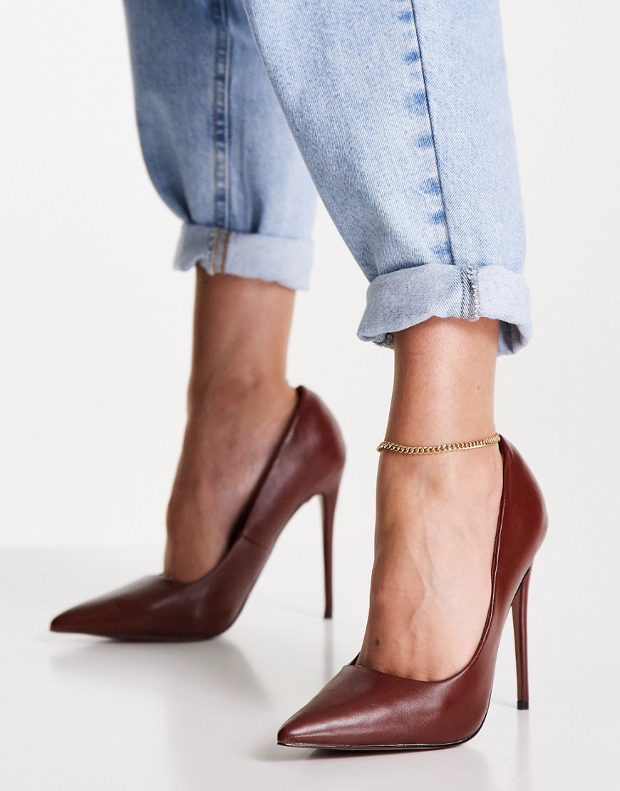 ASOS DESIGN Passion stiletto court shoes in chocolate-Brown