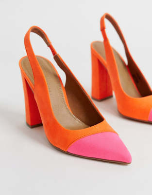 orange slingback shoes