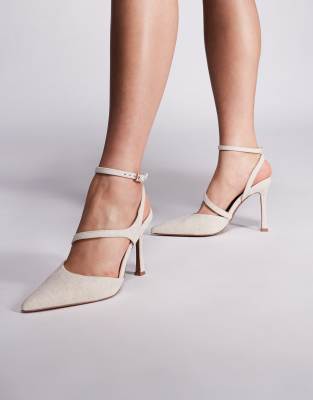 ASOS DESIGN – Past – Beige, högklackade skor med bred passform - view 1