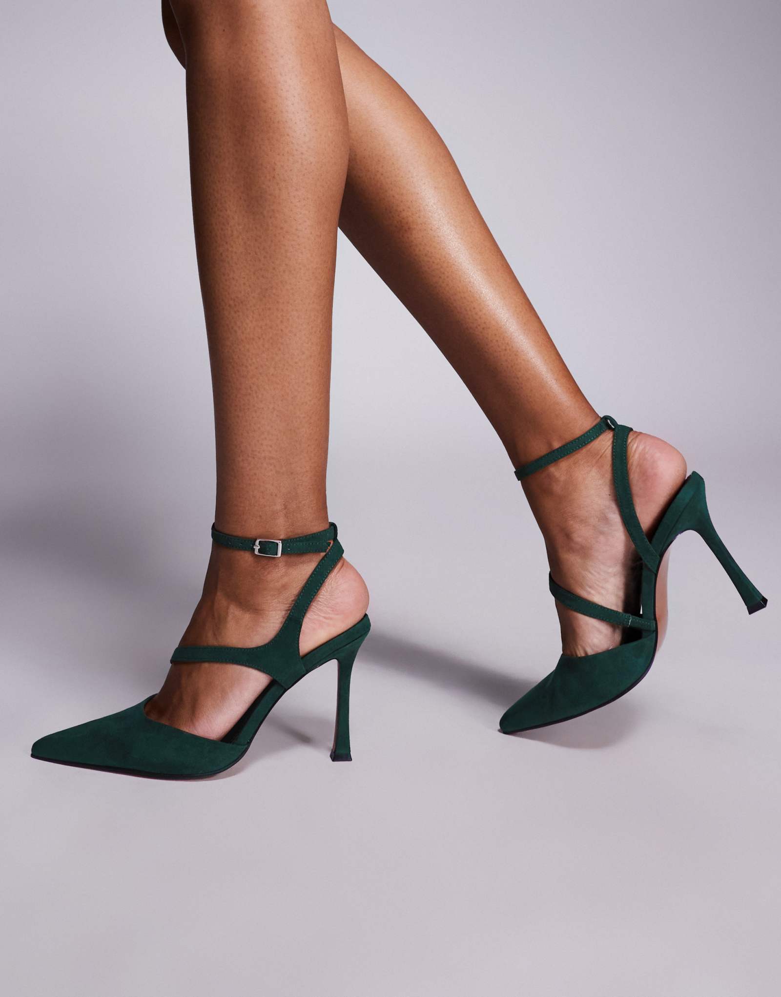 Туфли на высоком каблуке ASOS DESIGN Past из замши темно-зеленого цвета