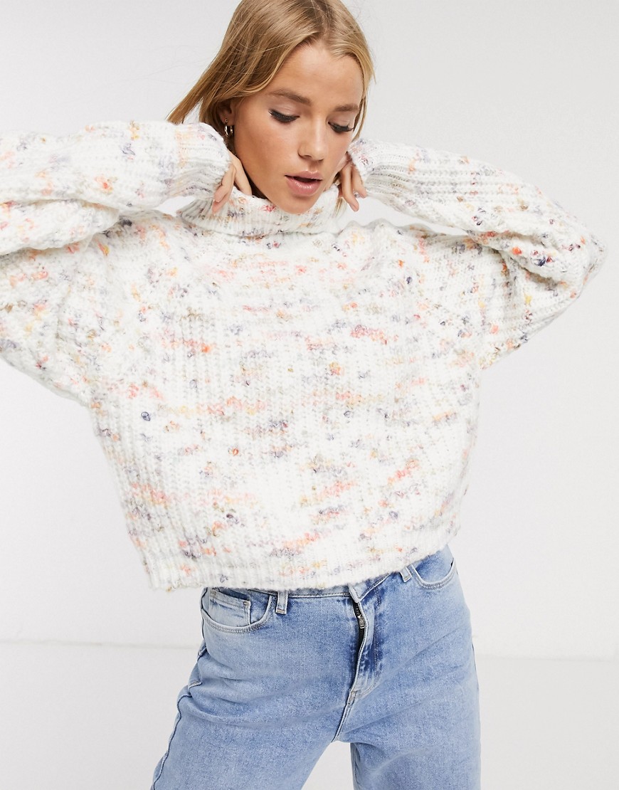 ASOS DESIGN pastel space dye chunky jumper with high neck-Multi