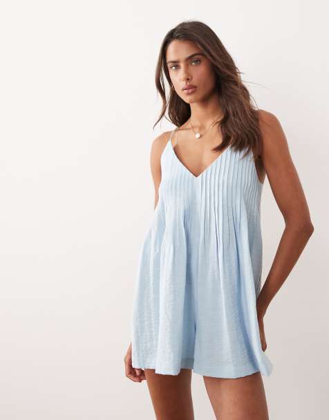 ASOS DESIGN - Pastelblåt cami-playsuit med pintucks - view 1