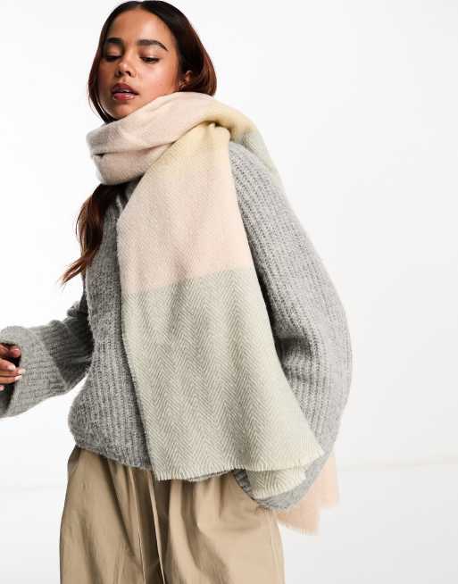 ASOS DESIGN - Pastelfarvet halstørklæde med sildebensmønster 