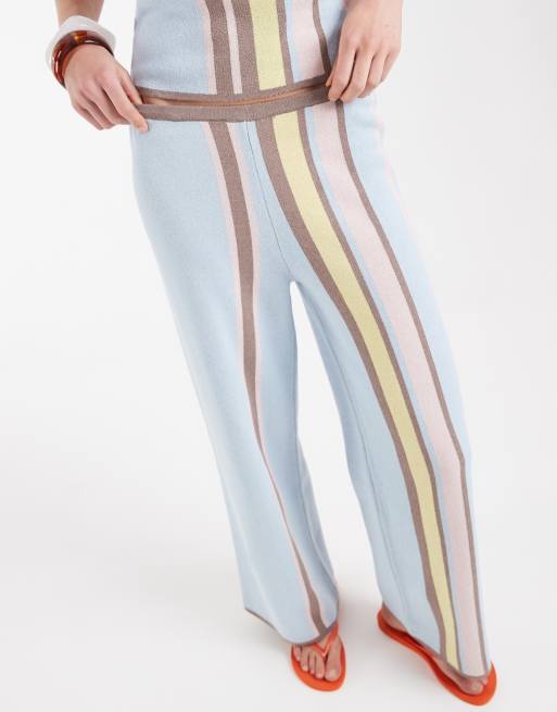 ASOS DESIGN – Pastellrandiga, stickade byxor, del av set, 3 av 7