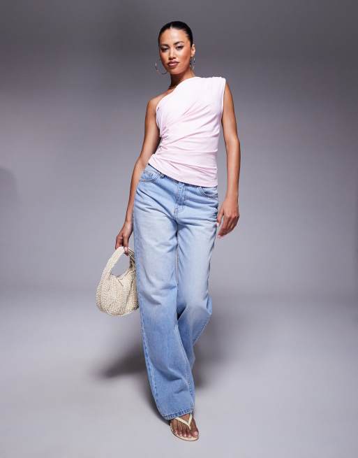 ASOS DESIGN – Pastellrosa, enaxlad topp med markerad detalj, 2 av 4