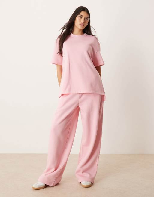 ASOS DESIGN – Pastellrosa t-shirt i sweatshirttyg, del av set, 2 av 4