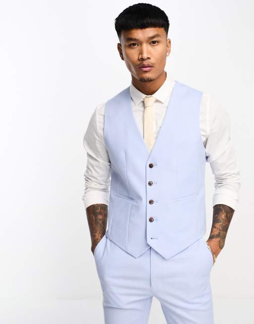 ASOS DESIGN – Pastelowoniebieski bardzo obcisły garnitur z domieszką lnu, 2 z 2