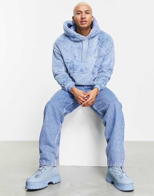 ASOS DESIGN – Pastelowoniebieska kurtka oversize ze sztucznego futra z kapturem, 4 z 4