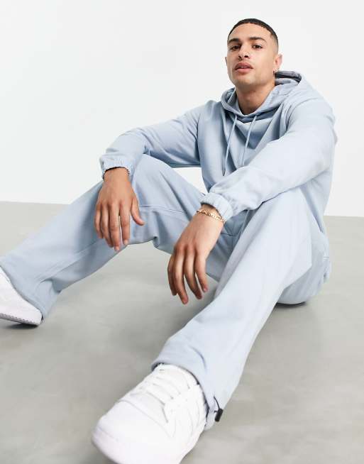 ASOS DESIGN – Pastelowoniebieski dres: bluza z kapturem oversize i joggersy superoversize ze stoperami