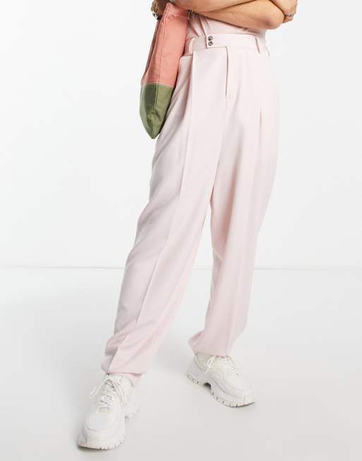 ASOS DESIGN – Pasteloworóżowe eleganckie spodnie z balonowymi nogawkami