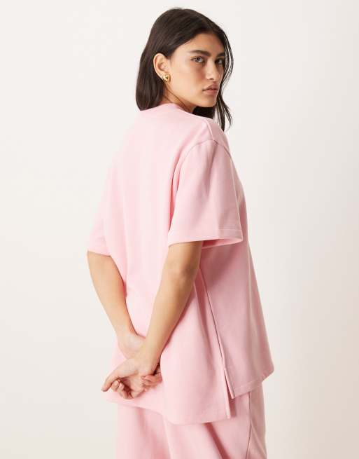 ASOS DESIGN – Pasteloworóżowy T-shirt dresowy, część zestawu, 3 z 4