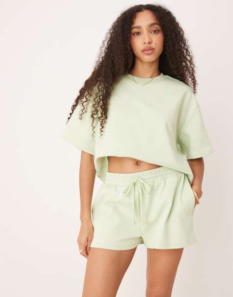 ASOS DESIGN – Pastelowozielone szorty ze szwami interlock, część zestawu - view 1