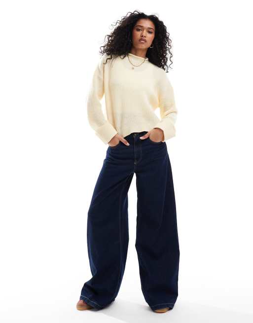 ASOS DESIGN – Pastelowożółty sweter z wysokim kołnierzem