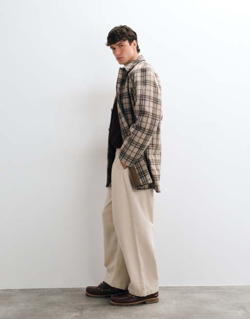 ASOS DESIGN płaszcz o wyglądzie wełny w beżową kratę, 2 z 5