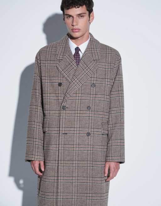 ASOS DESIGN płaszcz oversize w brązową kratę, 4 z 6