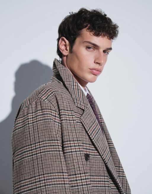 ASOS DESIGN płaszcz oversize w brązową kratę, 5 z 6