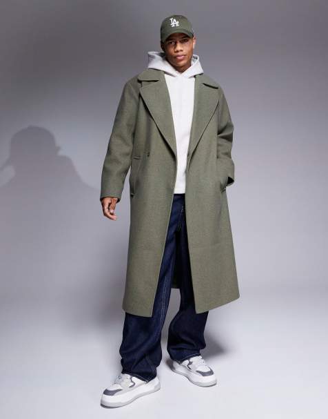 ASOS DESIGN – Płaszcz oversize z imitacji wełny w kolorze khaki - view 1